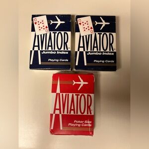 Vintage Aviator 914 Poker Size 917 Jumbo Playing Cards  3 Decks Red/Blue